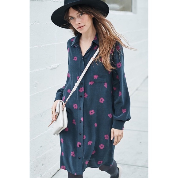 Amour Vert Dresses & Skirts - Amour Vert Leigh Silk Shirt Dress [Pop Floral]